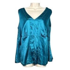Lane Bryant Y2K Silky Tank Top Womens Sz 14 Blue Breathable‎ Lightweight Party